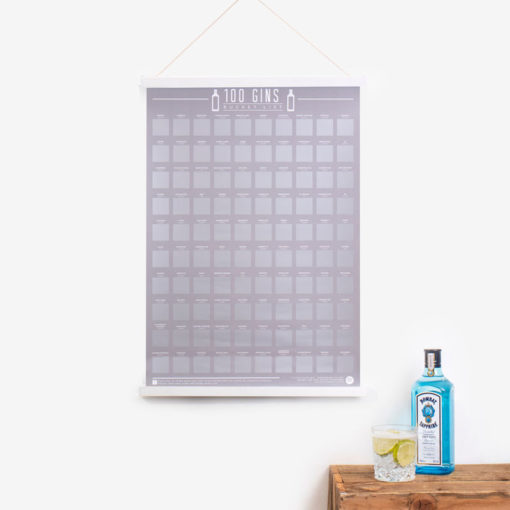 Drink your way around the world with 100 exotic gins and then scratch them in the 100 gins scratch poster