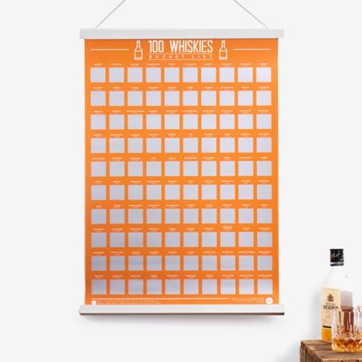 Sip the whiskeys, then scratch off the corresponding panels in 100 whiskies scratch poster. In the end, you get bragging rights AND a cool poster Looks damn good on the wall