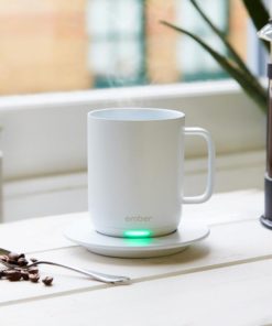 Ember Temerature Control Smart Mug in White. Hold that heat for up to an hour wireless or all day on charge Just choose your warmth level on the Ember app and you’re ready